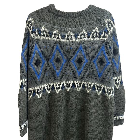 Free People Mohair Blend Long Cardigan Snap Closure Blue Gray Size Large - Picture 5 of 9